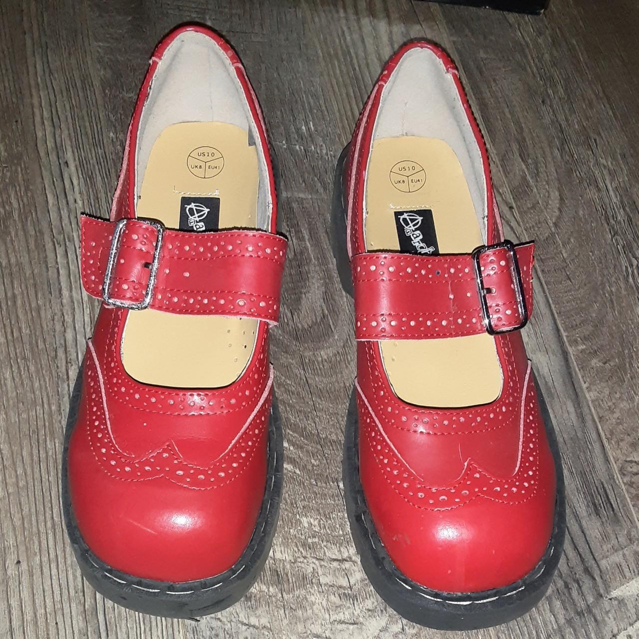 Anarchic by TUK brand Red Baroque Mary Janes Size:... - Depop