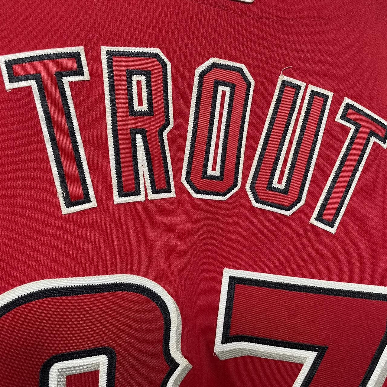 ANGELS BASEBALL JERSEY MIKE TROUT JERSEY YOUTH XL, - Depop