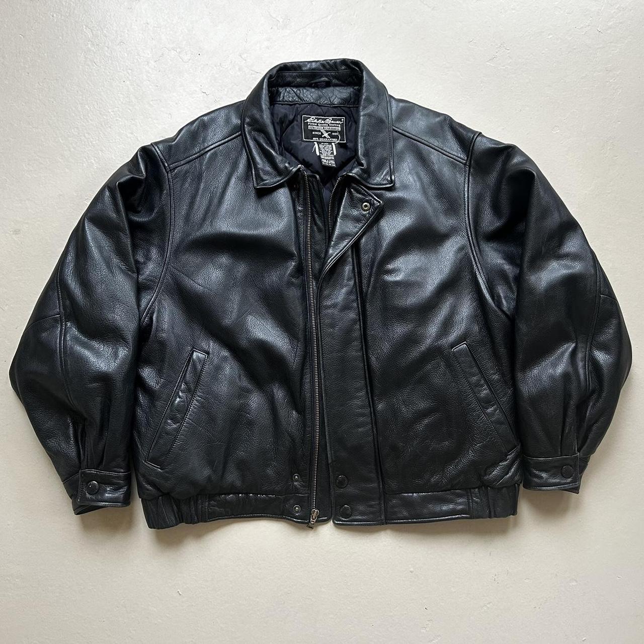 vintage 90s to 00s eddie bauer leather bomber... - Depop