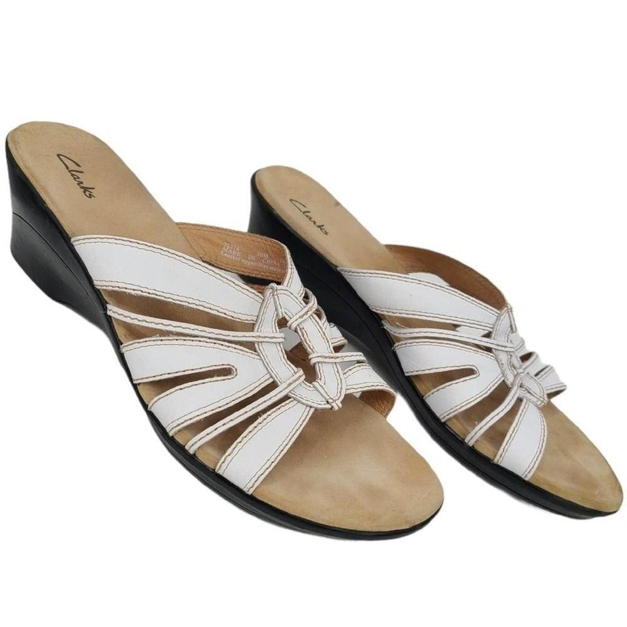 Clarks white wedge online sandals