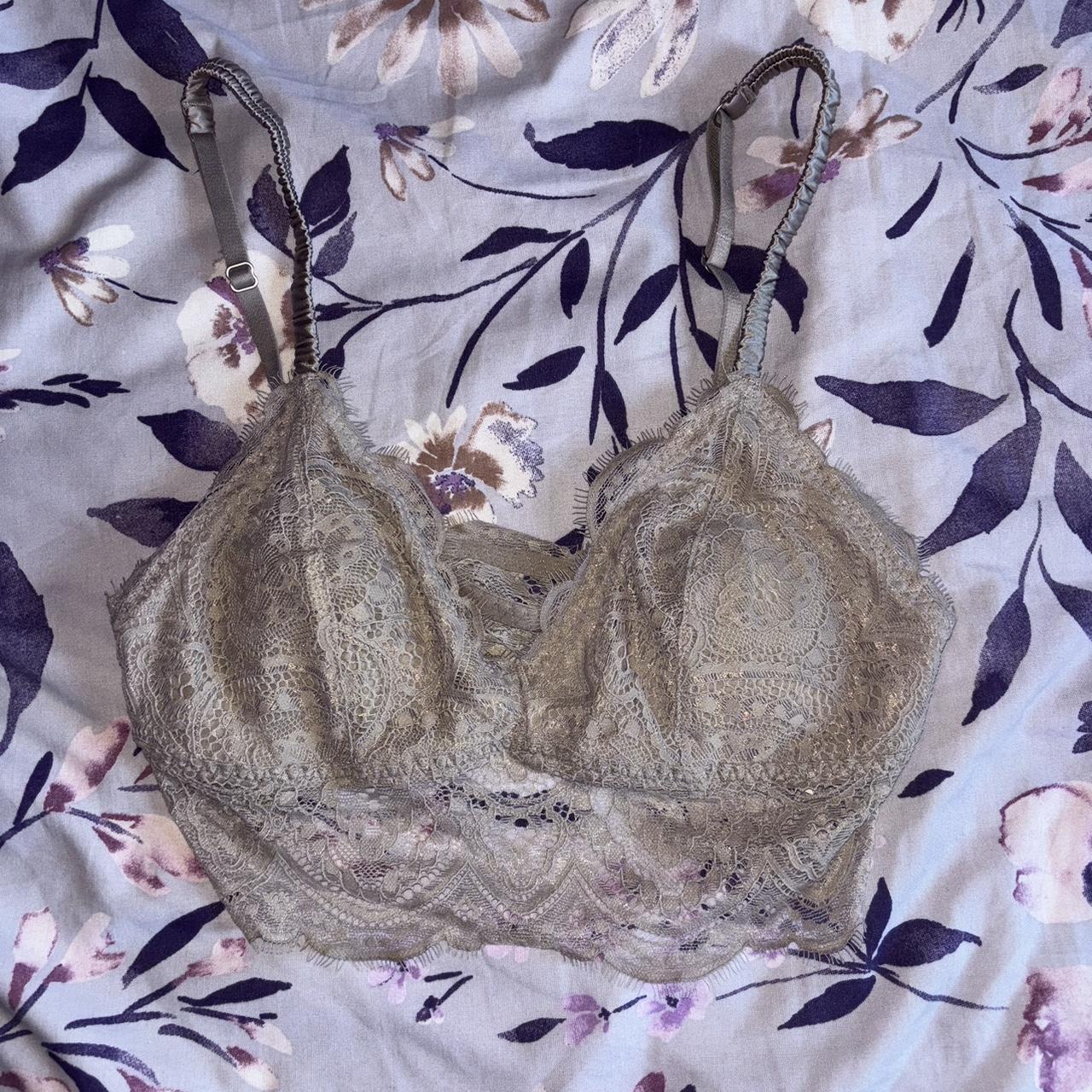 Gilly Hicks Chenille Lace Triangle Longline Bralette - Depop