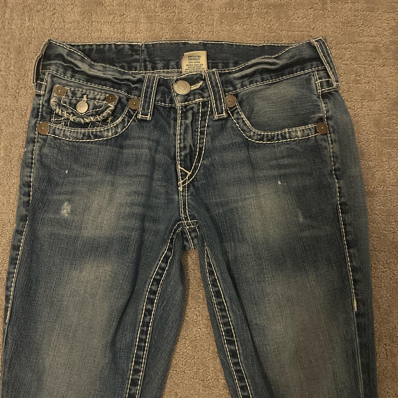 True Religion Women's Blue and White Jeans