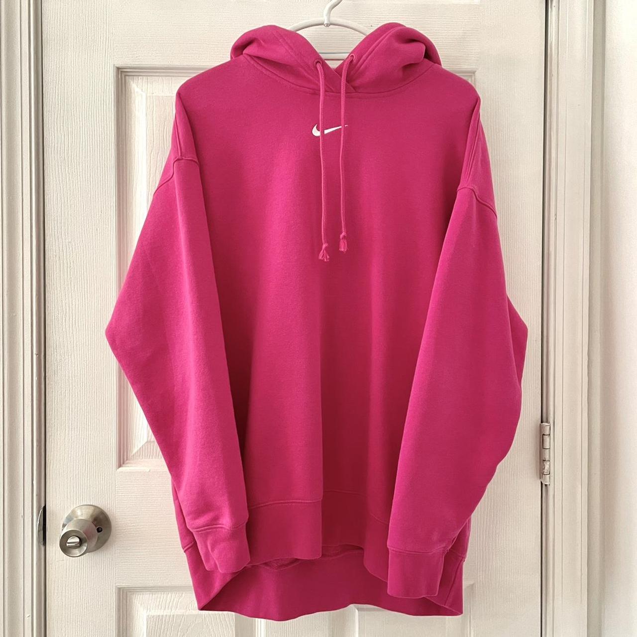 Vintage Nike Pink Hoodie Middle swoosh oversized... - Depop