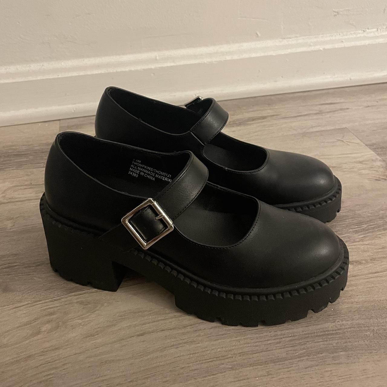 Mary Jane Oxford Platform Shoes Black leather with... - Depop