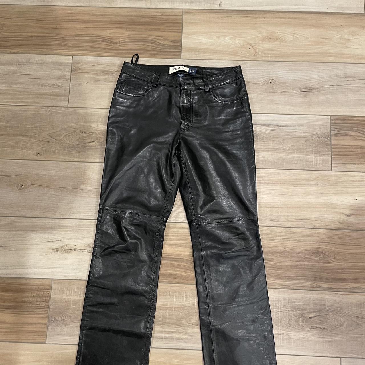 gap leather pants real leather from the 90s size 6... - Depop