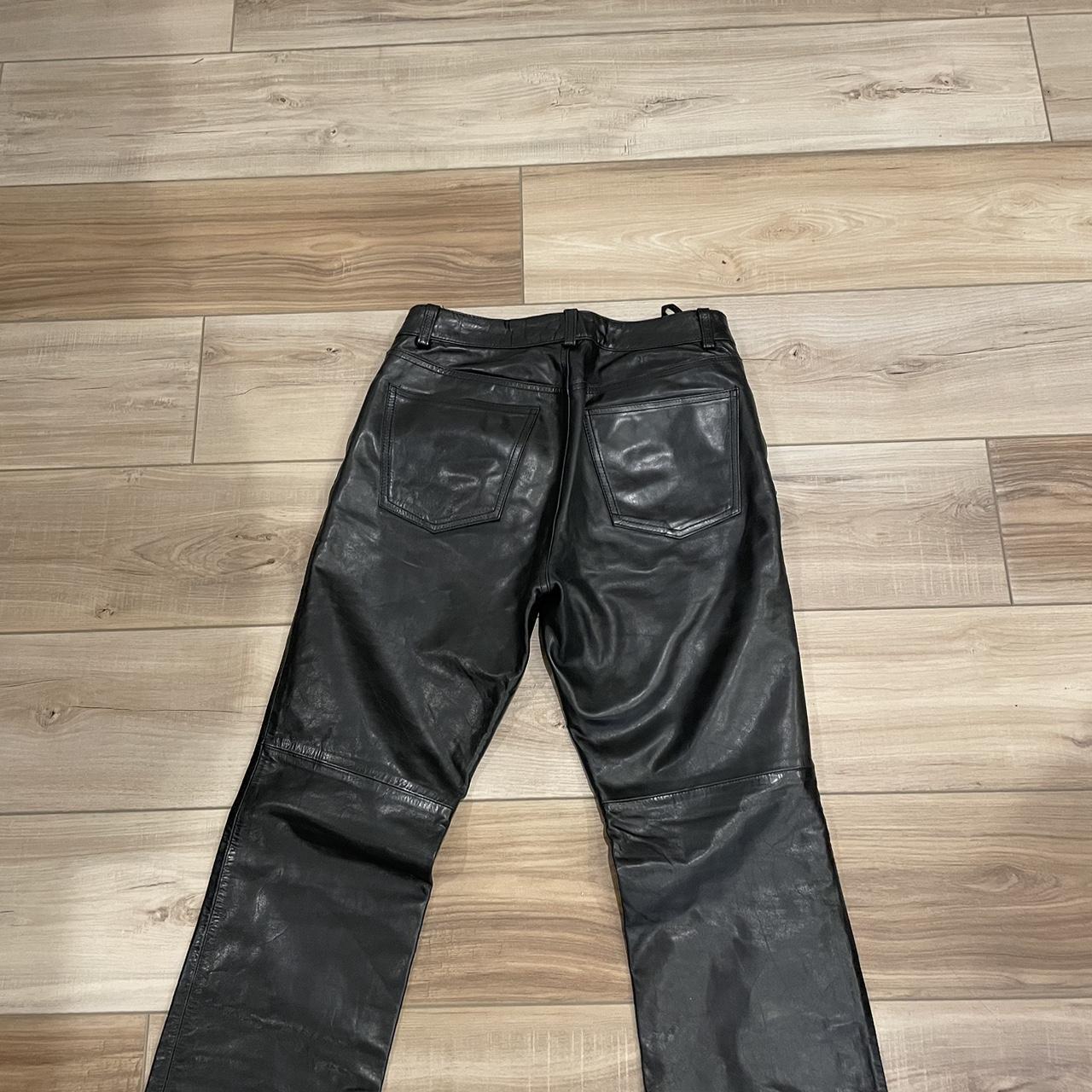 gap leather pants real leather from the 90s size 6... - Depop