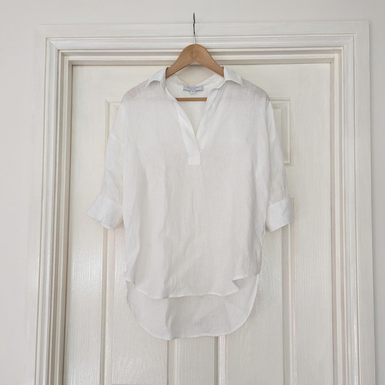 Witchery white linen popover shirt Size 4 - very... - Depop