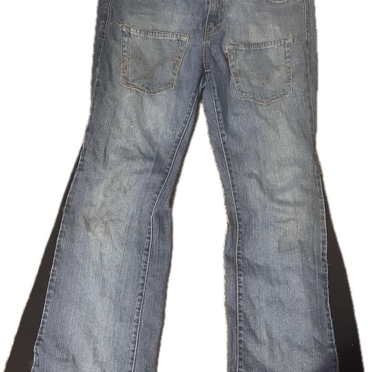 Blue flared custom Levi jeans... - Depop