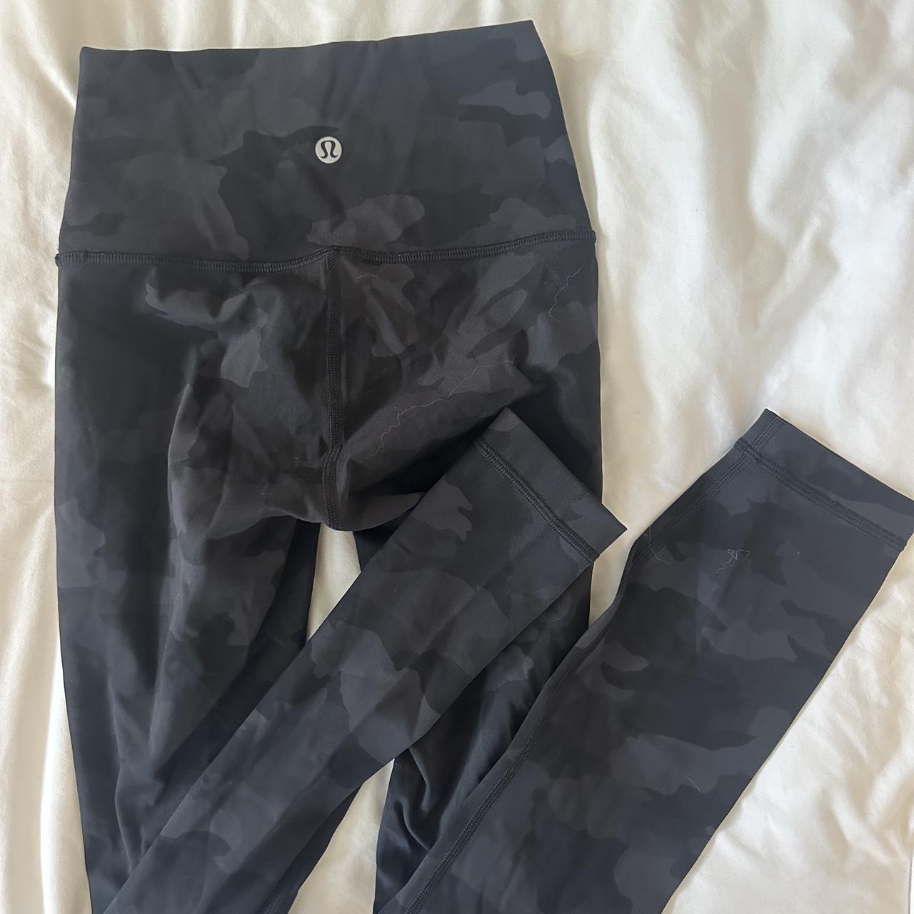 Lululemln black camo leggings, size 0. Tags removed... - Depop