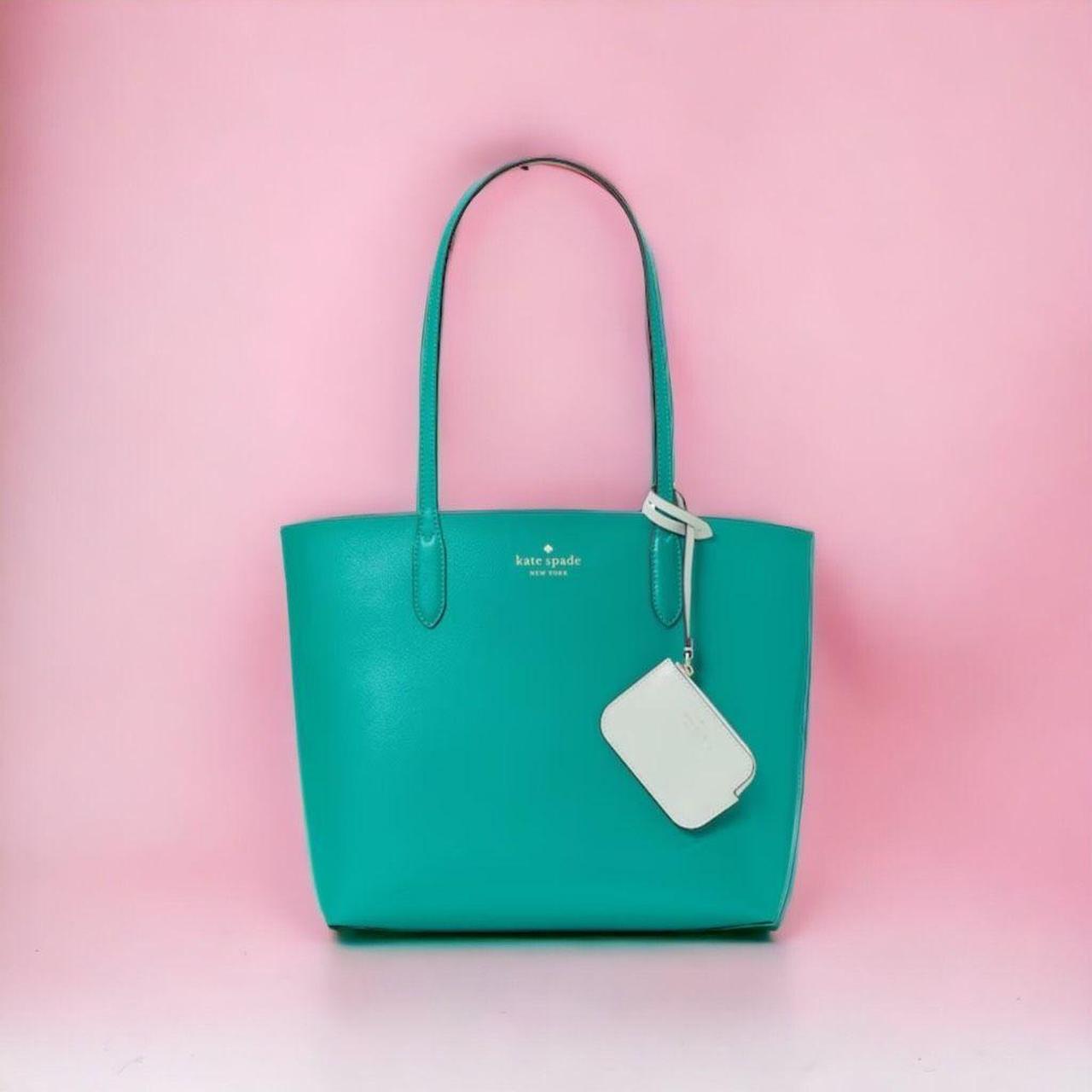 Turquoise Leather Kate Spade Tote Authentic Kate... - Depop
