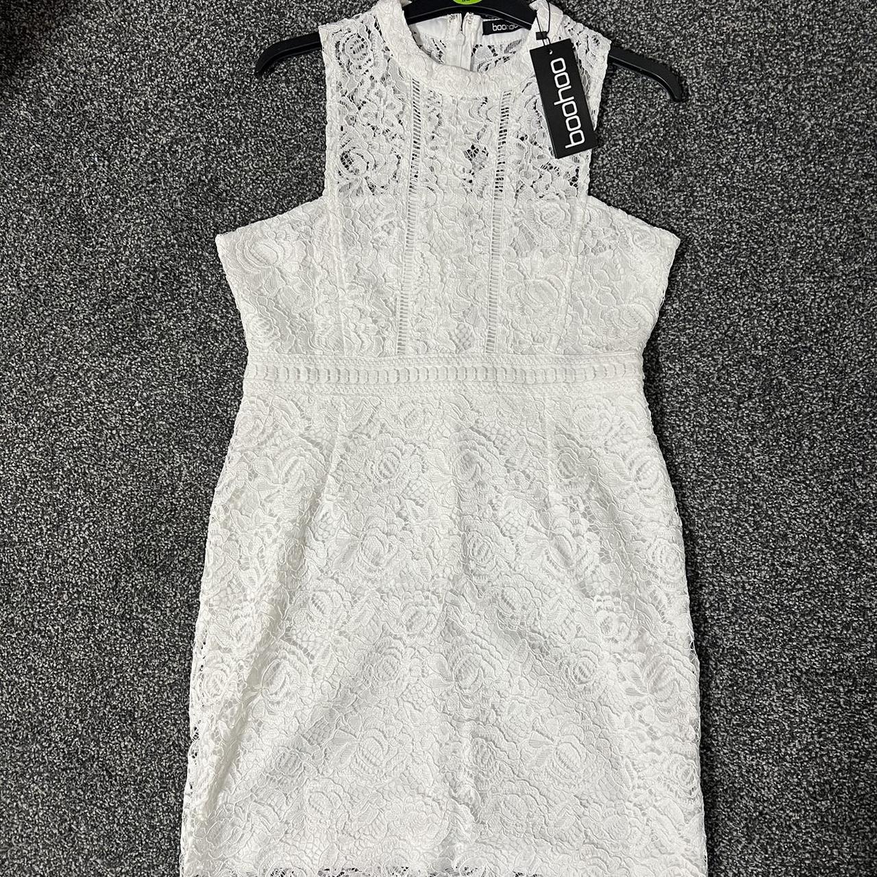 Boutique Lace Racer Neck Bodycon Dress