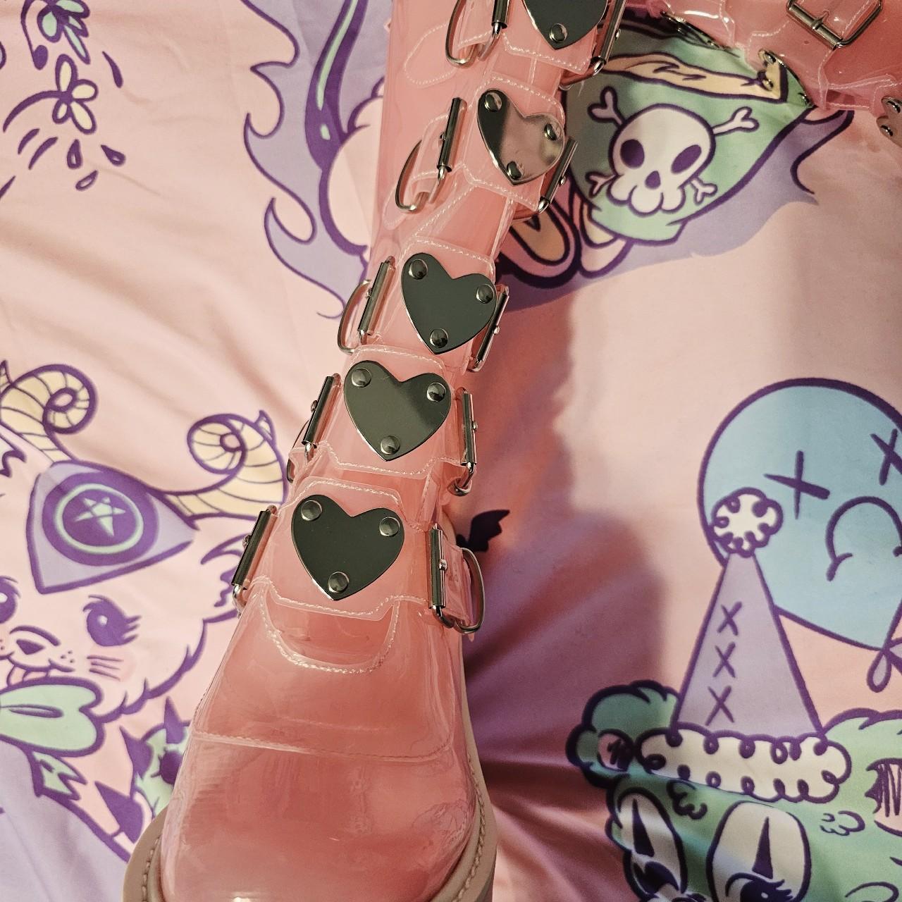 demonia trinity boots pink