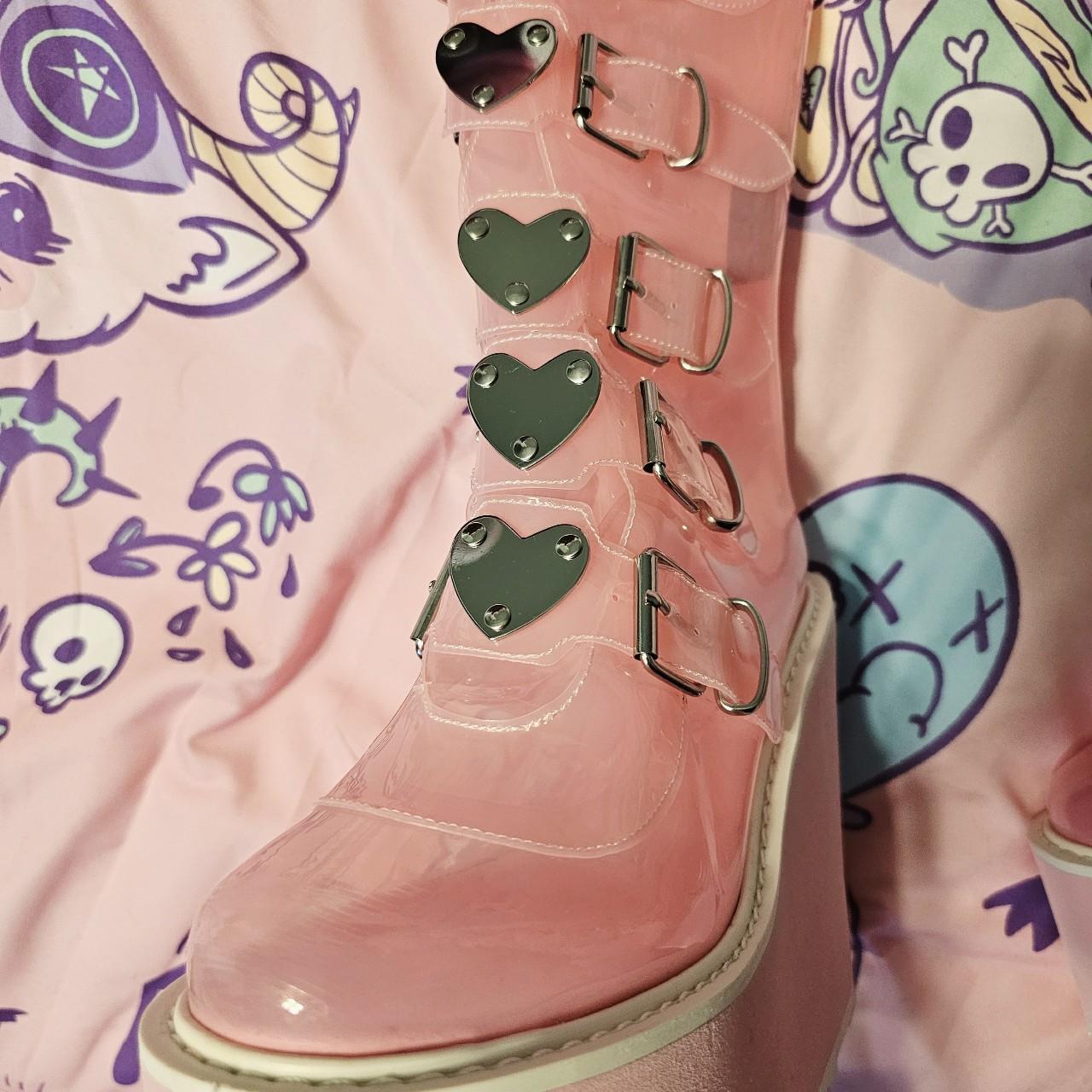 demonia trinity boots pink