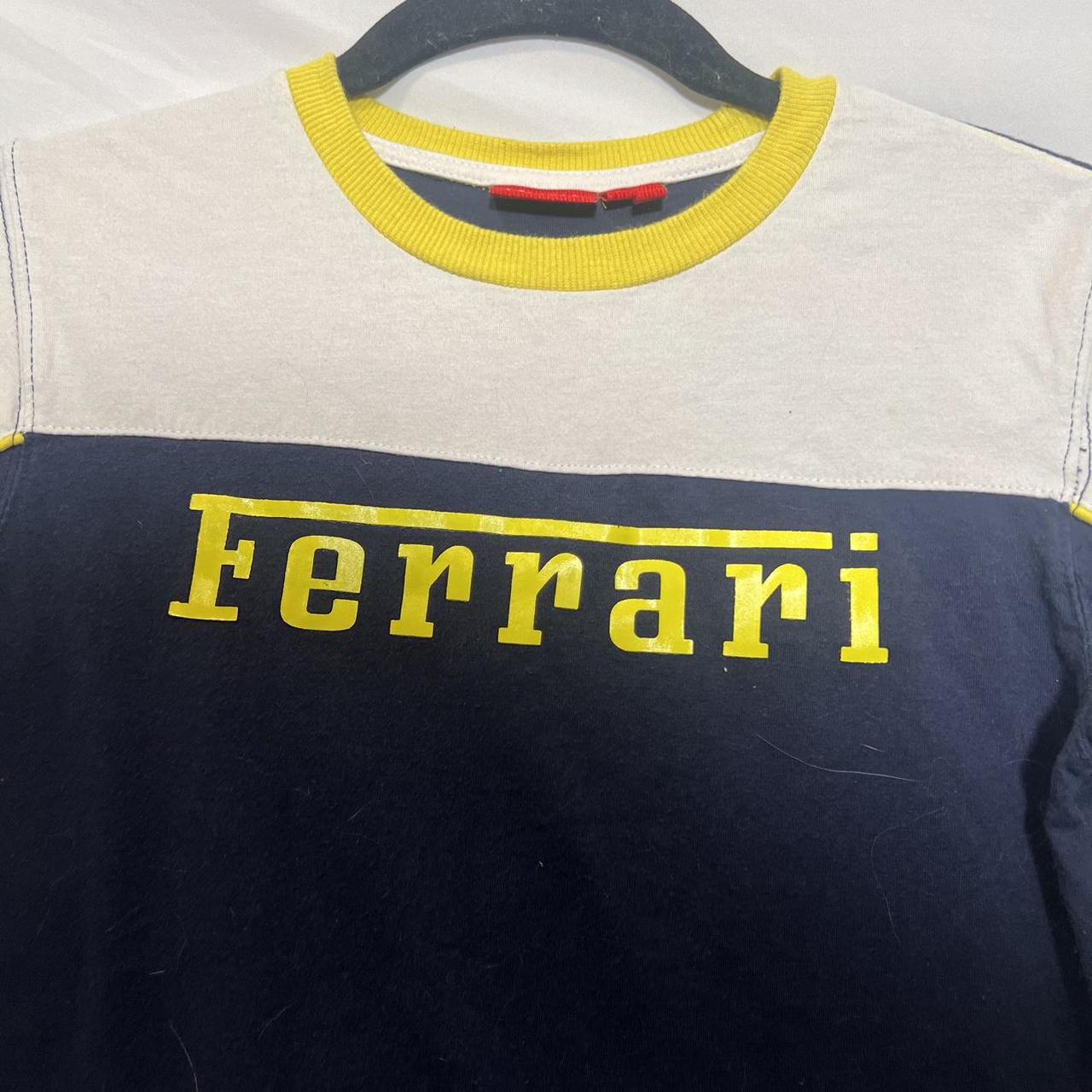 Ferrari Women's Navy and Yellow Crop-top (2)