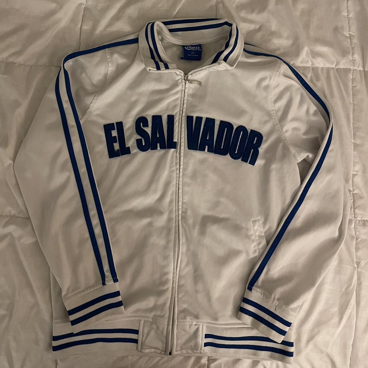 El salvador Zip up jacket royal blue / white tag... - Depop