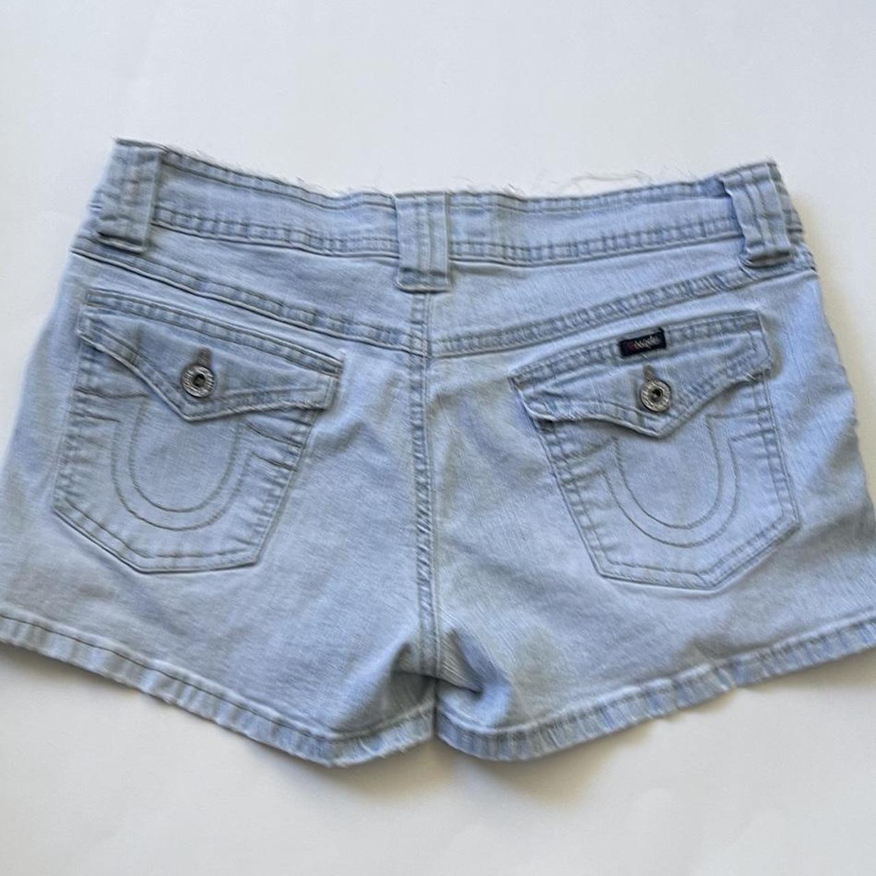 y2k angels denim shorts size 9 Waist 14.5... - Depop