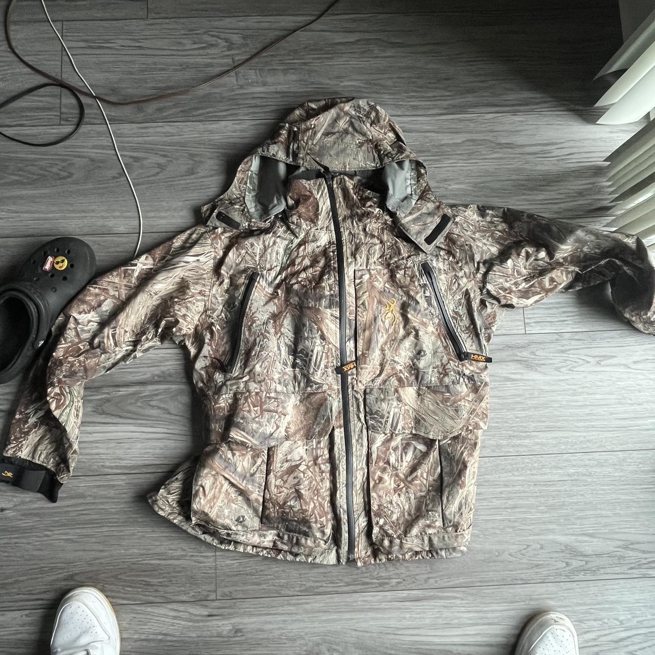 BROWNING CAMO RAIN JACKET SOME FLAWS INSIDE BEFORE... - Depop