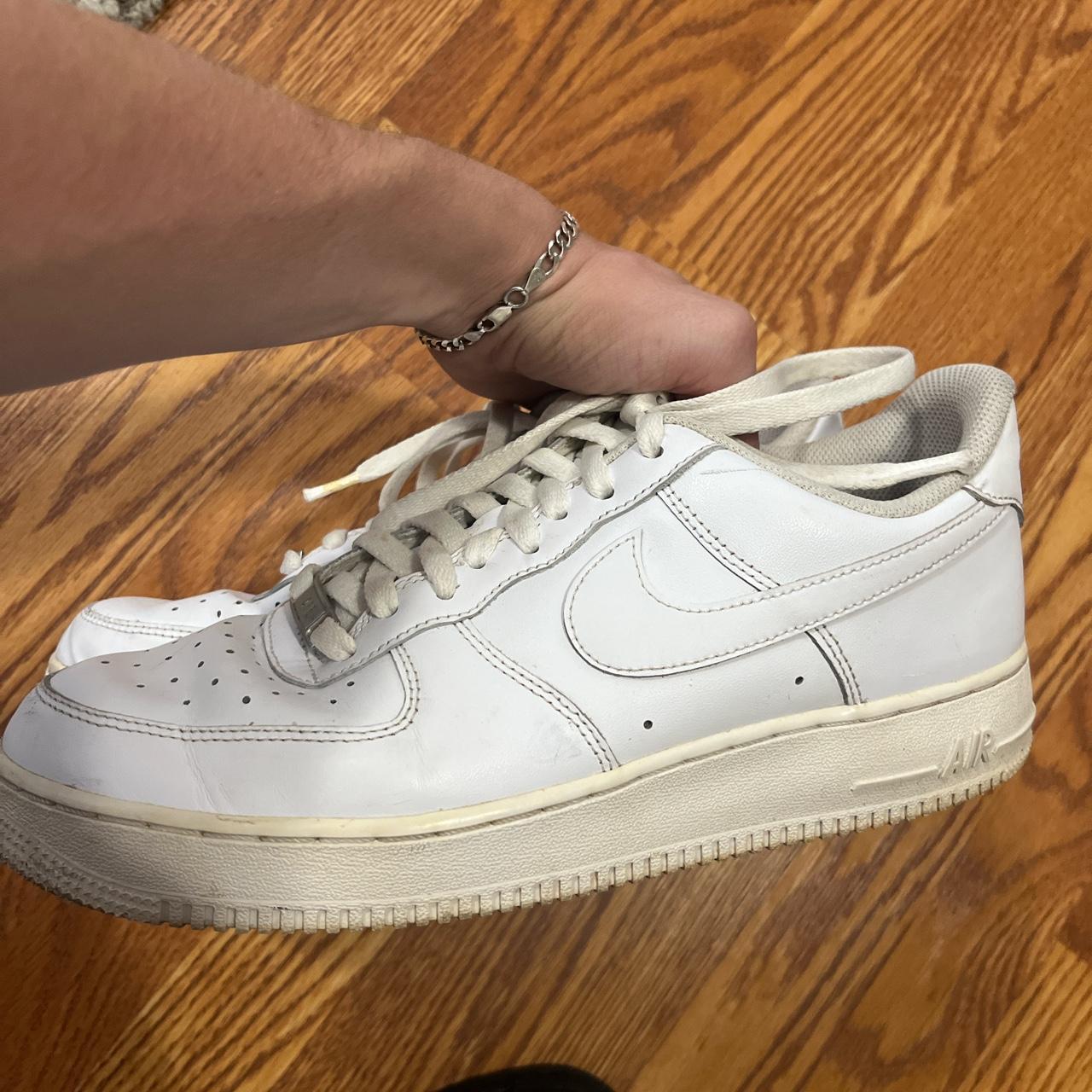 White Air Force 1s Sized 10 mens Slight yellowing on... - Depop