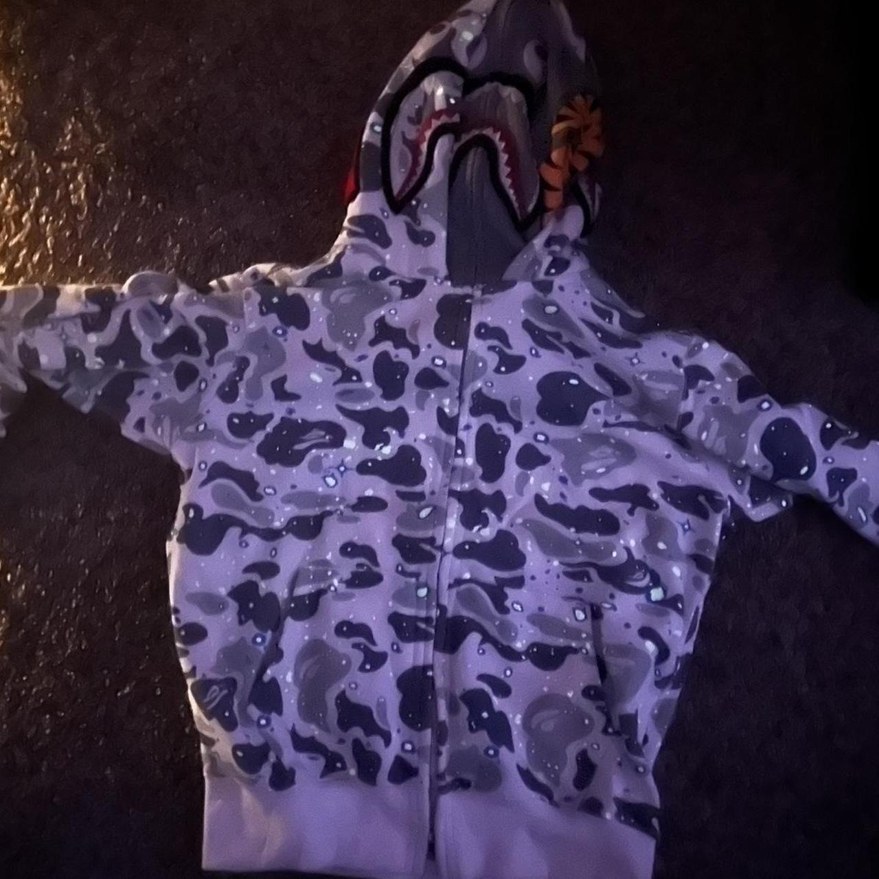 Double hood bape hoodie Glows in the dark (better... - Depop