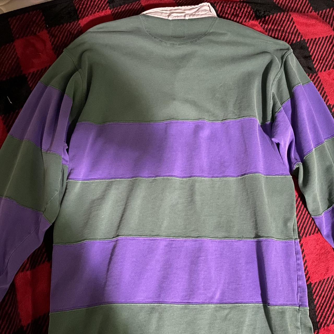 Vintage green and purple rugby shirt Great quality -... - Depop