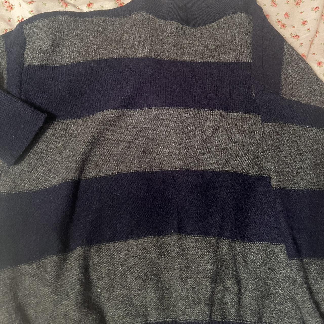 navy blue and grey emmiol fuzzy sweater •... - Depop