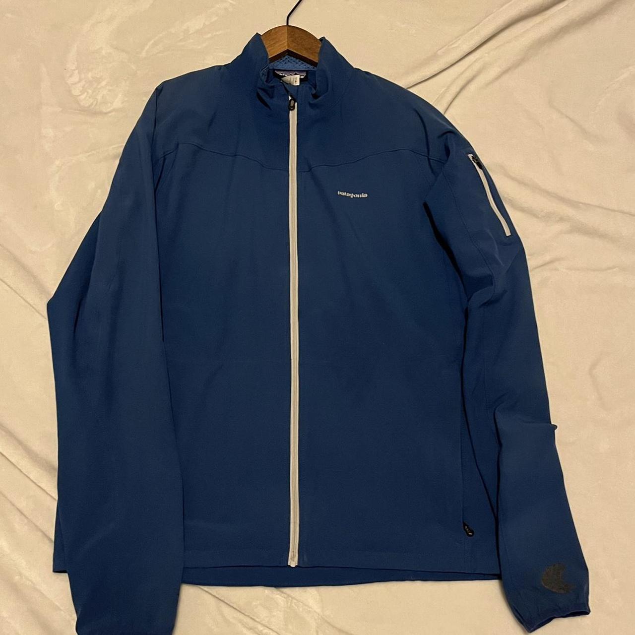 Patagonia blue zip up fleece jacket. Size: mens... - Depop