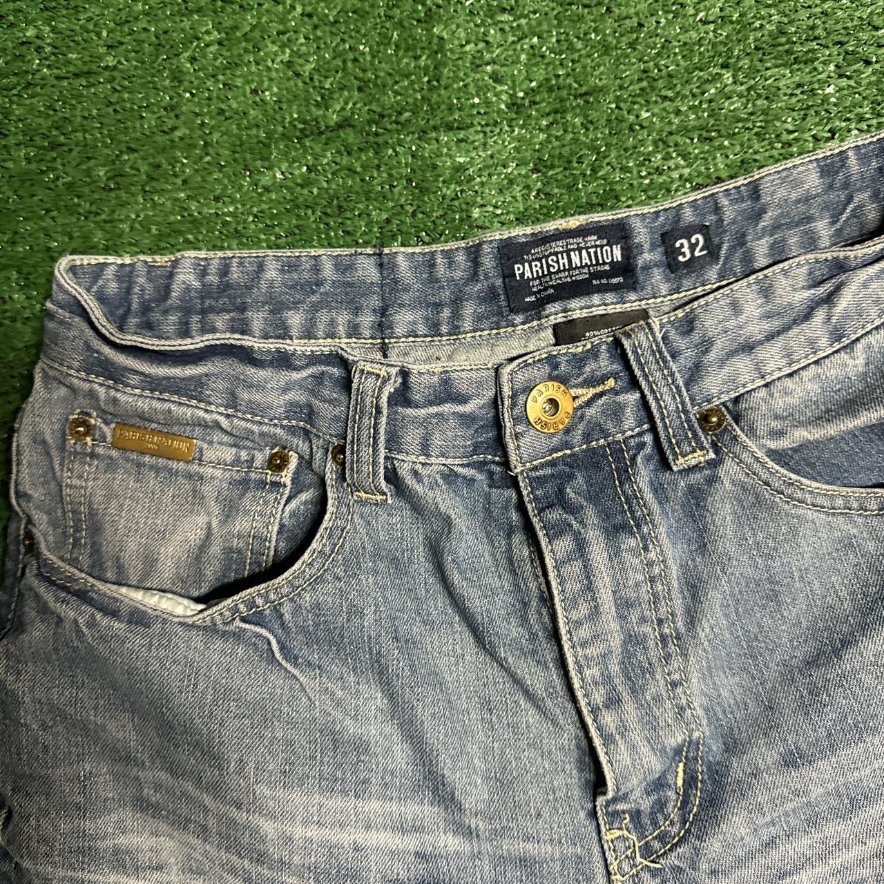 vintage parish nation jorts with no flaws, size... - Depop