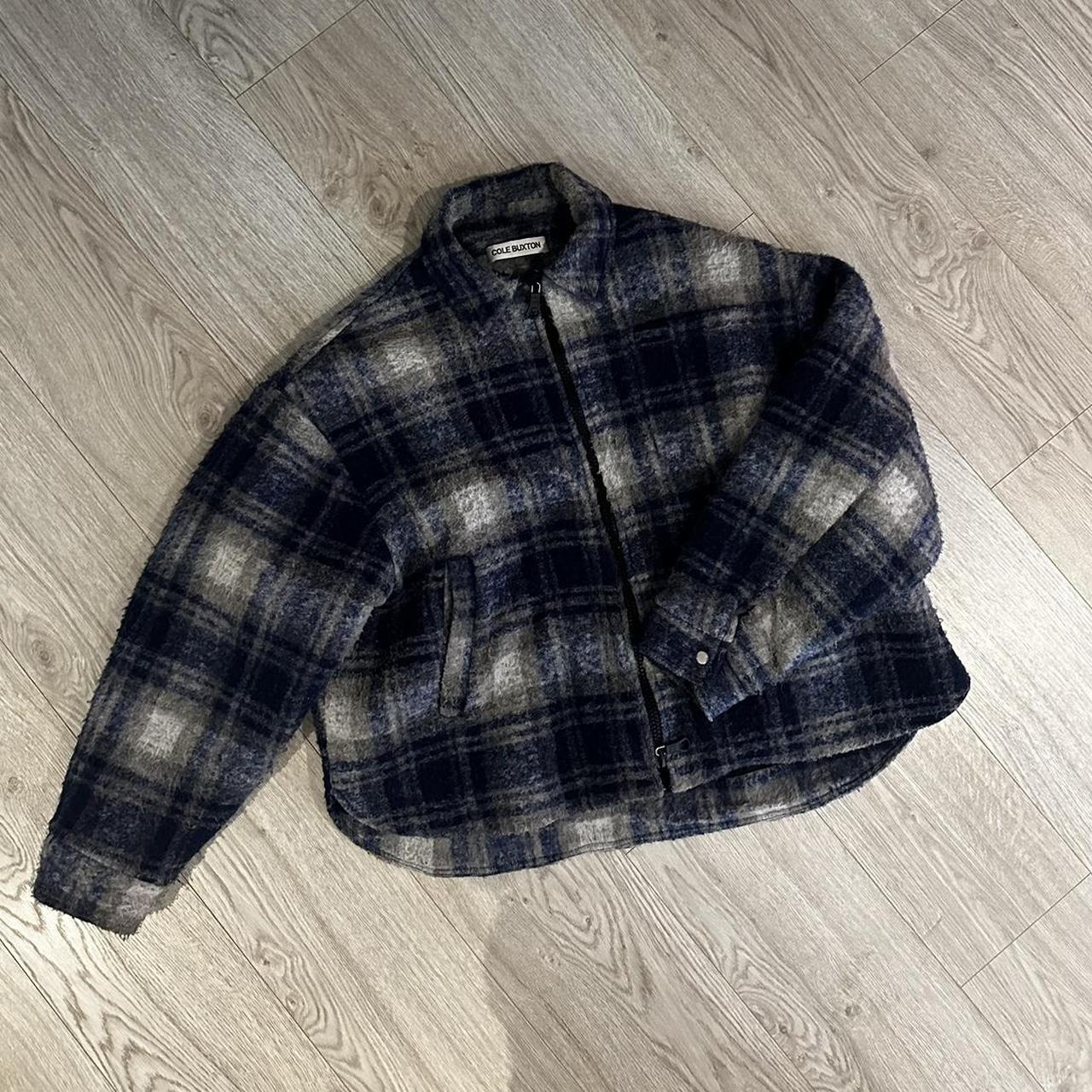 COLE BUXTON FLANNEL OVERSHIRT - BLUE SIZE -... - Depop