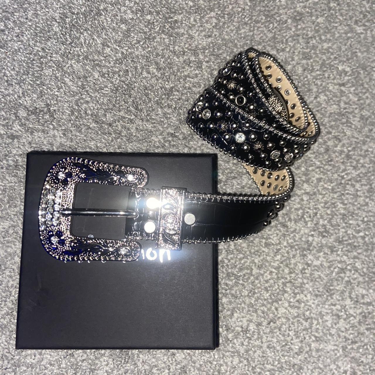 BB Simon belt 100cm Black and silver y2k... Depop