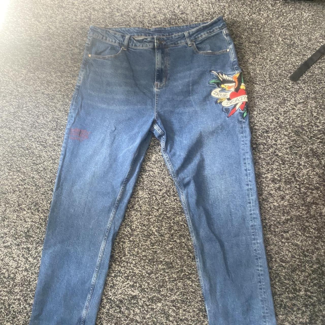 INDIGO ED HARDEY BAGGY JEANS XXL - Fits like a... - Depop