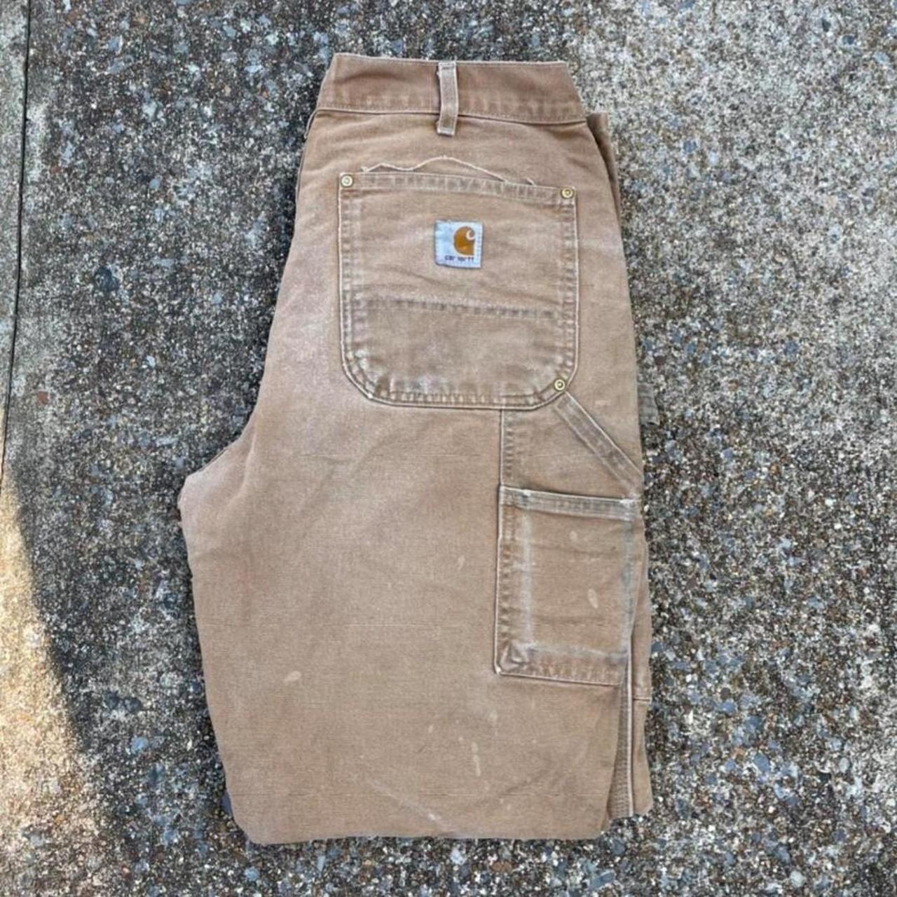 Vintage 90's Brown Distressed Double Knee Carhartt... - Depop