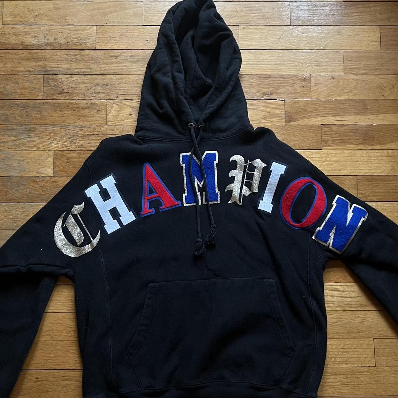 Champion hoodie big outlet letters