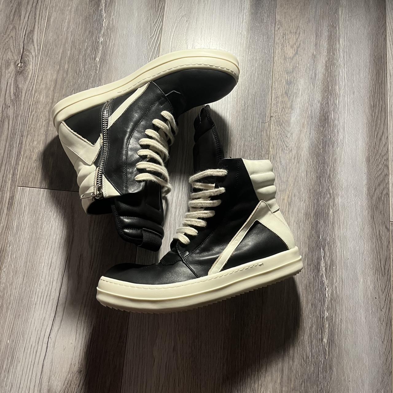 Rick Owens Men's Sneakers - Black/White - US 10 – rick owens mainline geobasket size 43 hella …