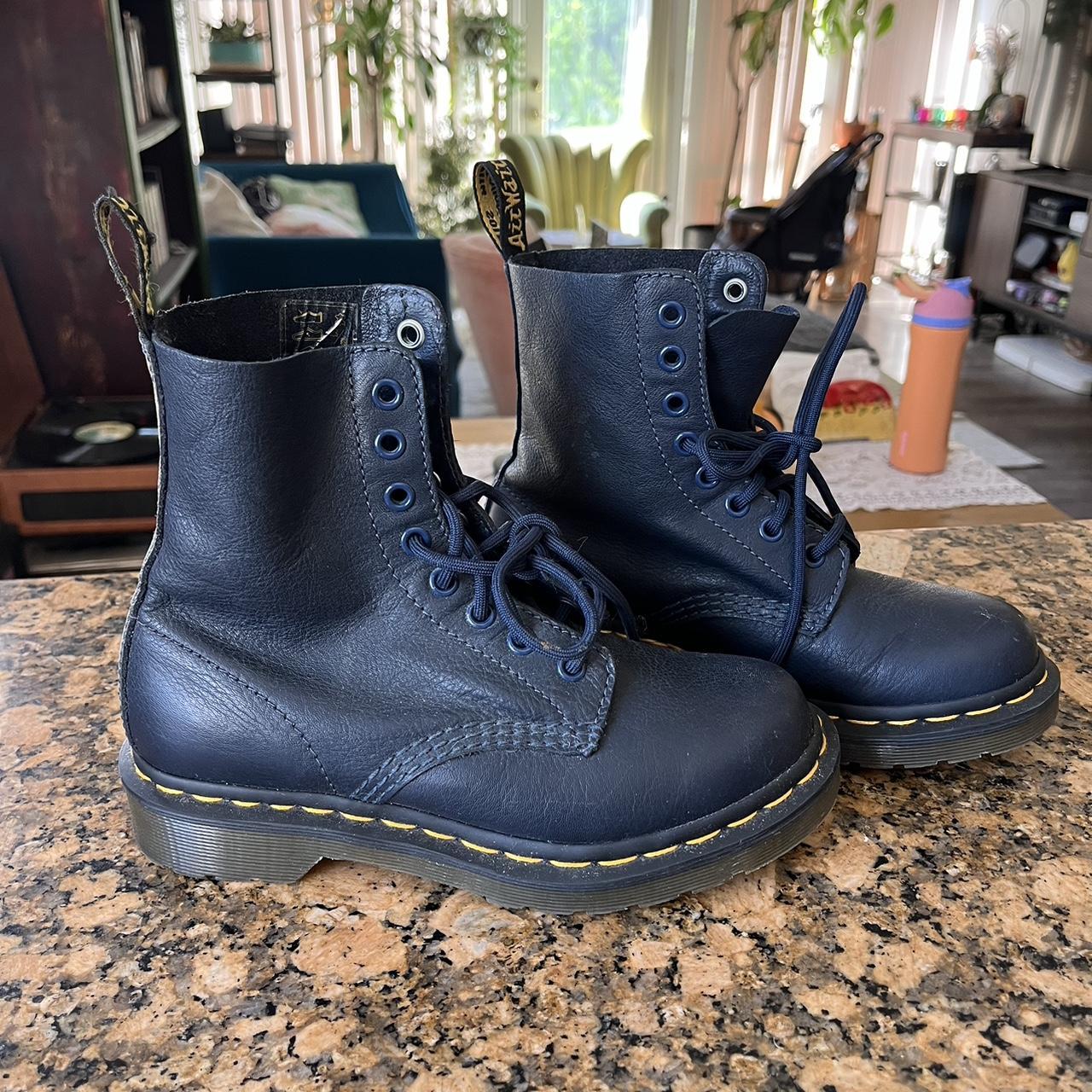 Dr. Martens navy blue 1460 boots. Worn once. Women s. Depop