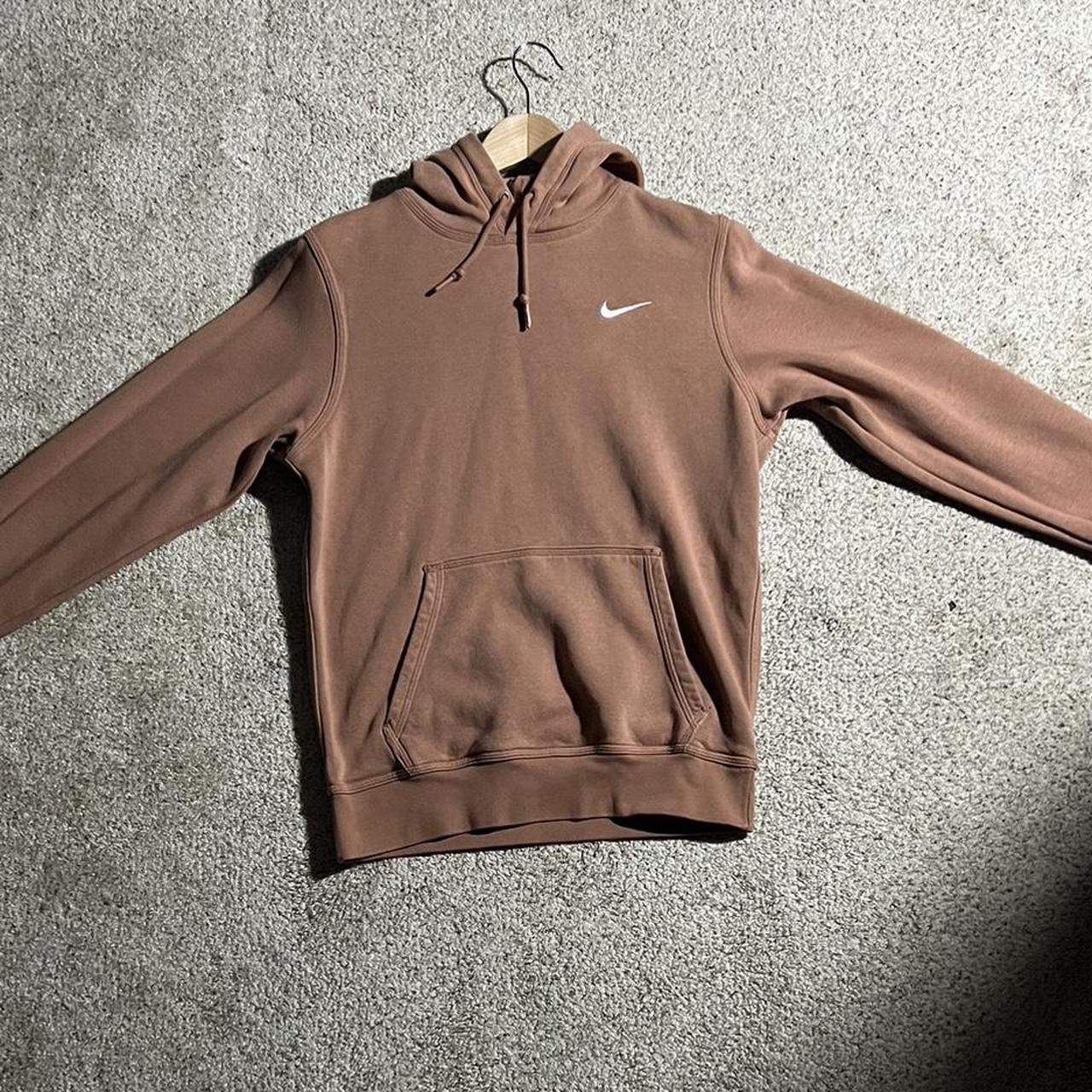 brown nike hoodie center swoosh