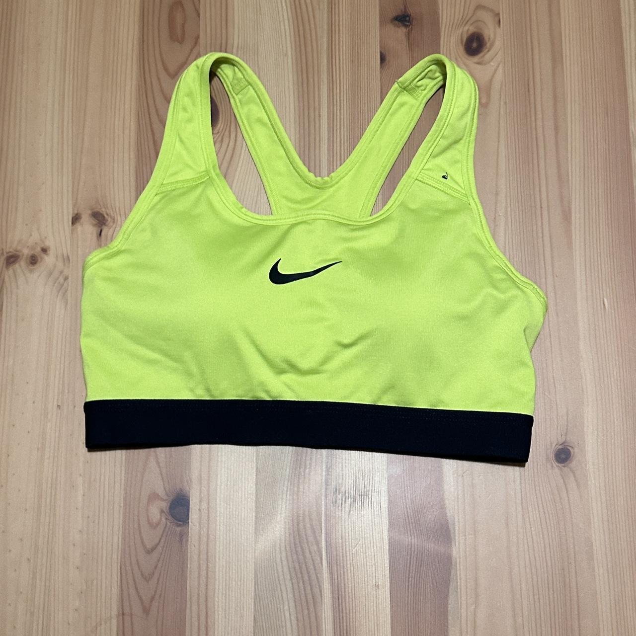 neon green nike sports bra