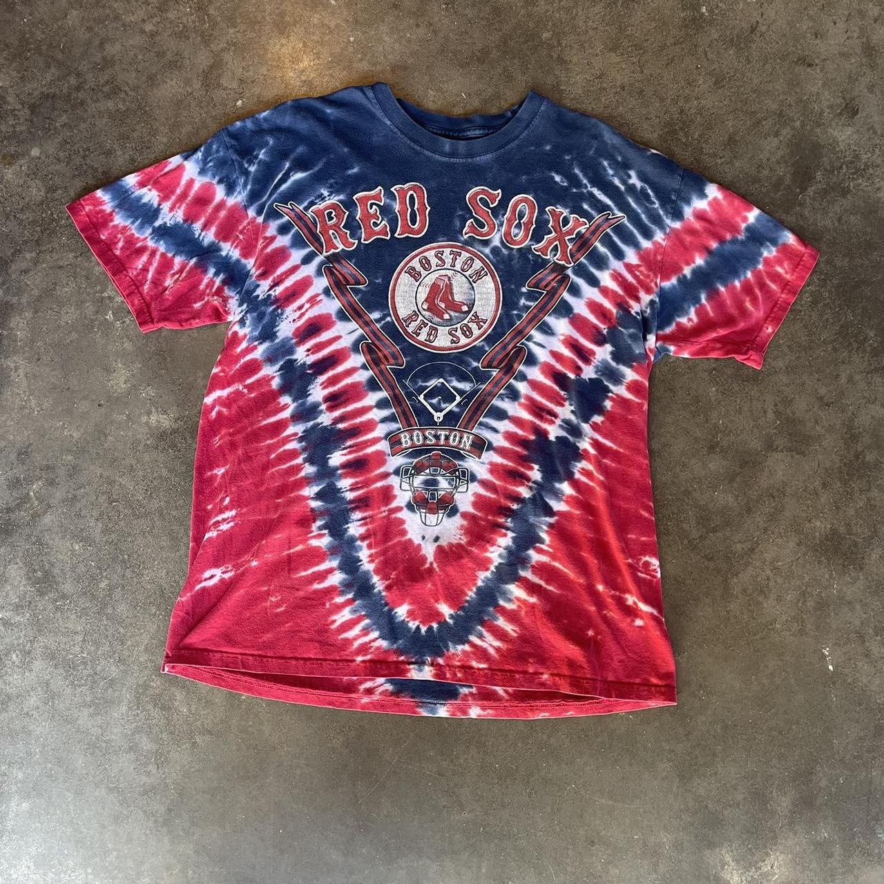 Boston Red Sox Tee Liquid Blue retro Red Sox tshirt - Depop