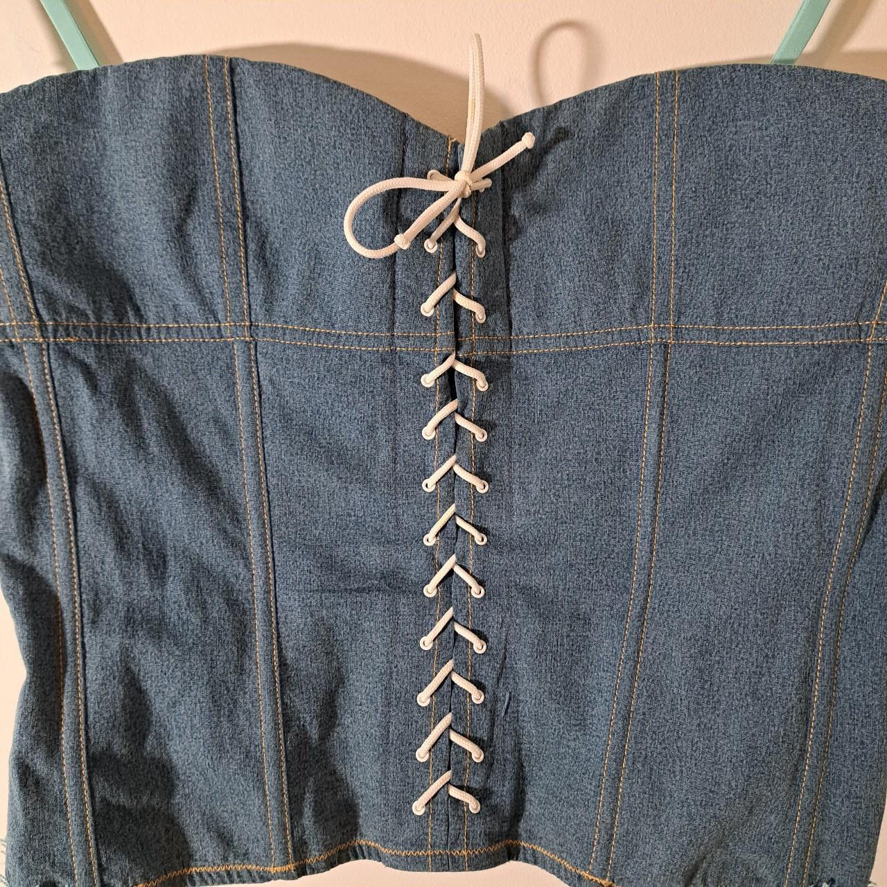 LV reworked vintage y2k denim corset top