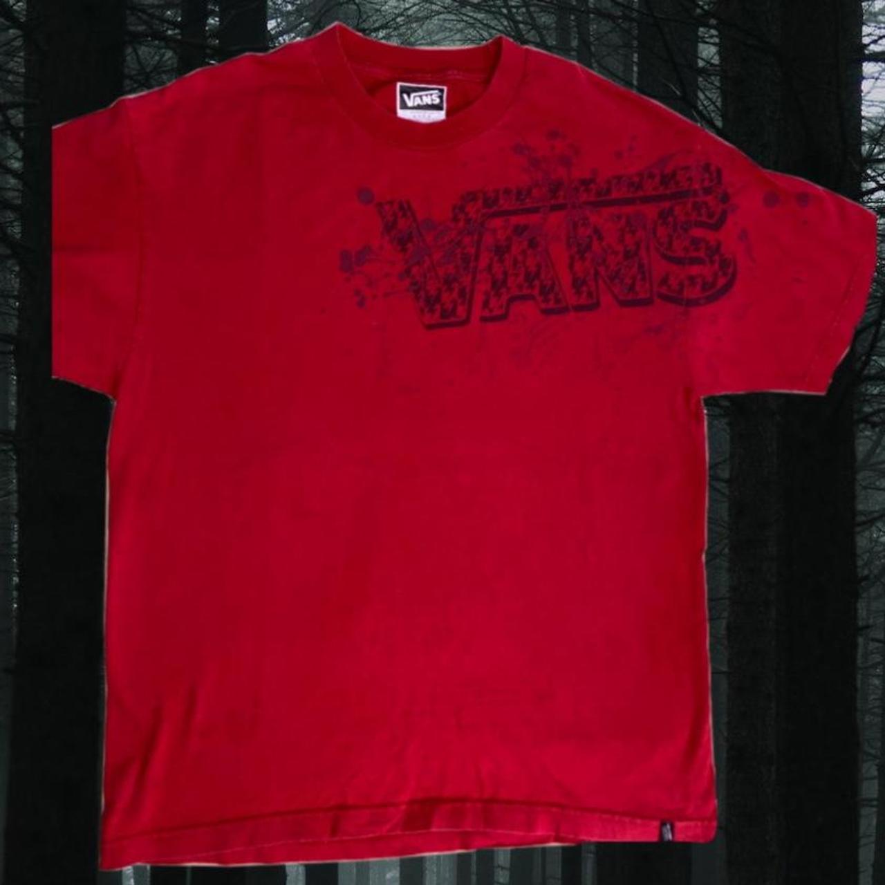 2000s vans tee shirt cyber y2k red vans shirt is... - Depop