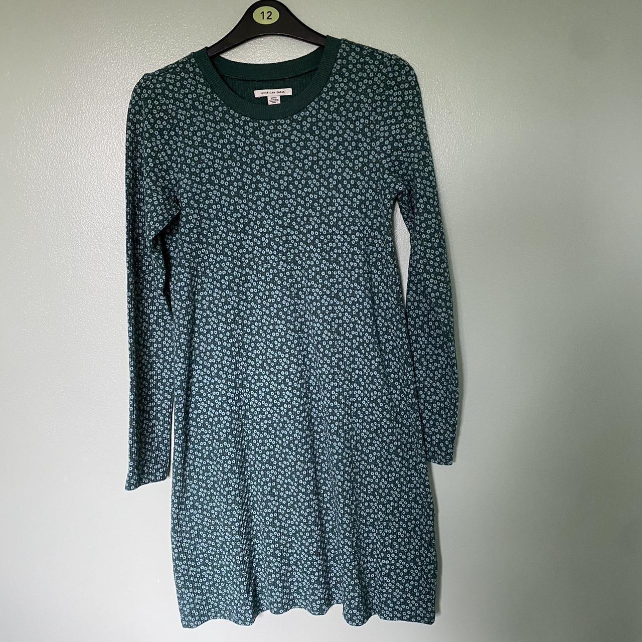 American Eagle Green Jumper Dress Small Floral