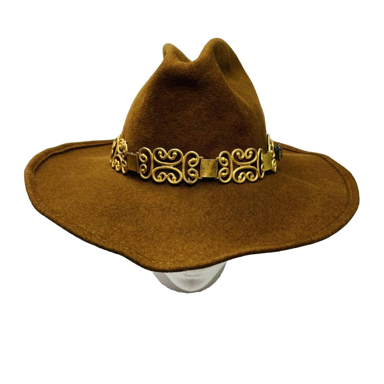 Vintage Felted Wool Cowboy Hat Womens OS Caramel... Depop