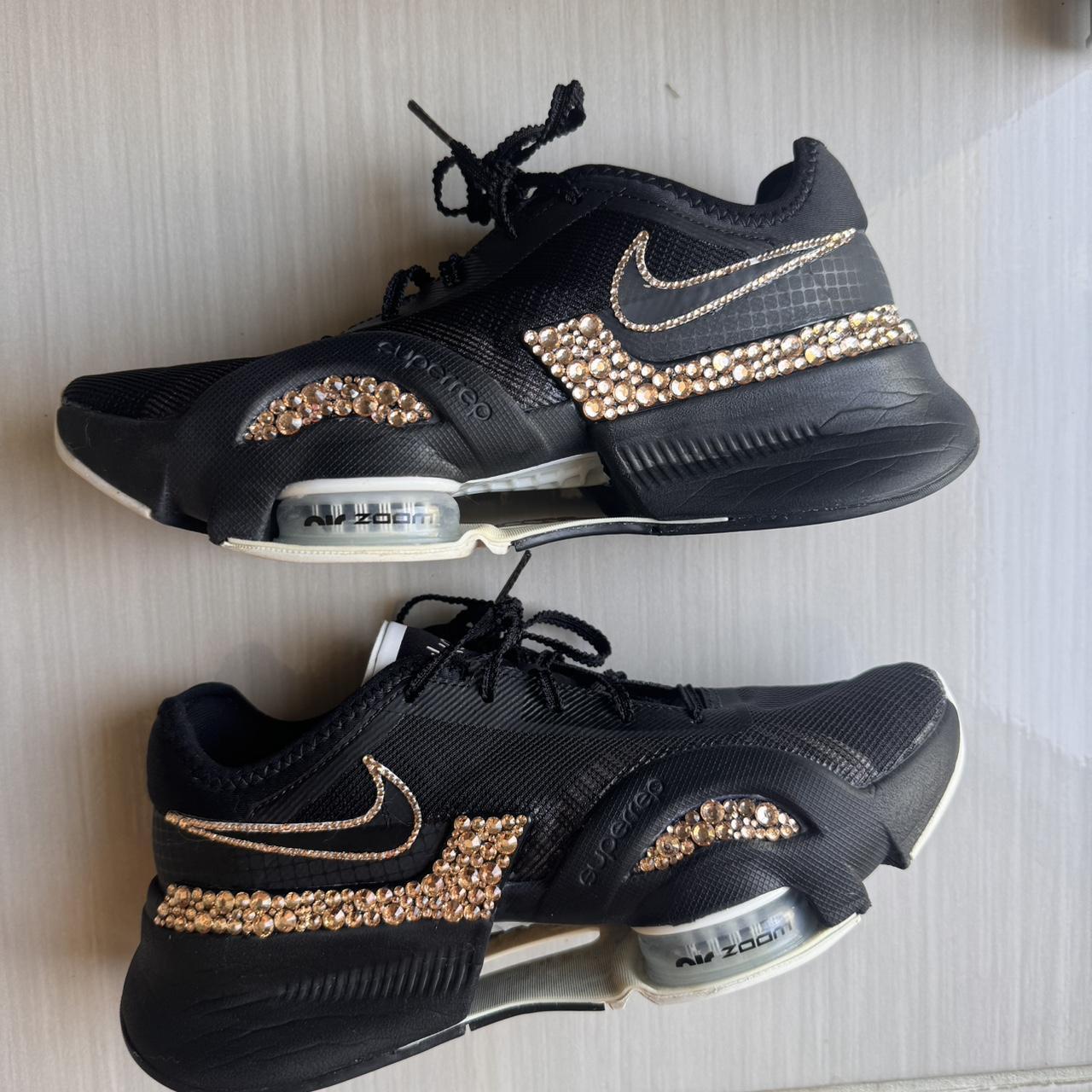 Custom Nike super rep rose gold bedazzled shoes. Depop