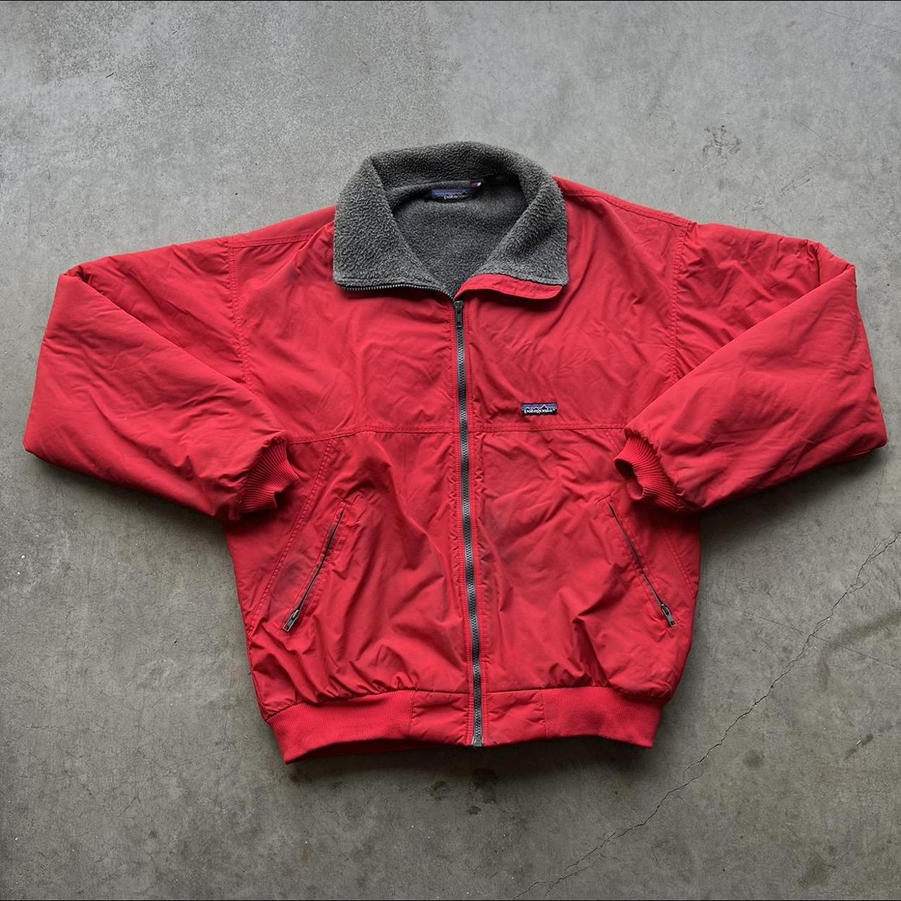 Vintage 90s Patagonia Red Bomber Style Fleece Jacket... - Depop