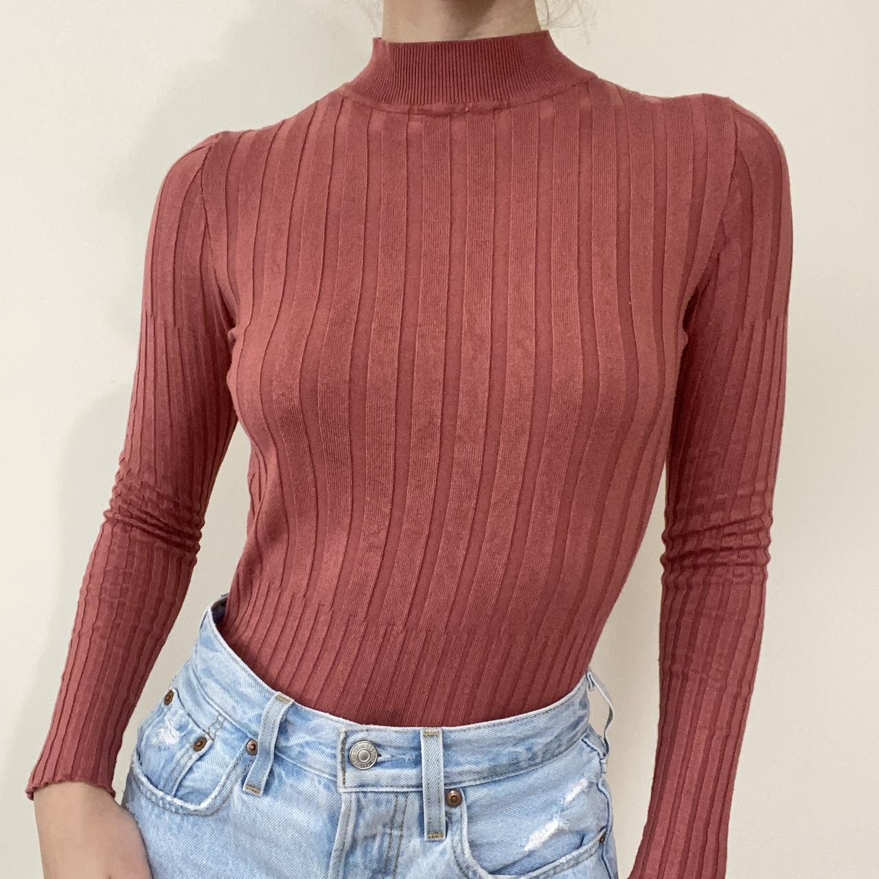 asos burgundy high neck jumper