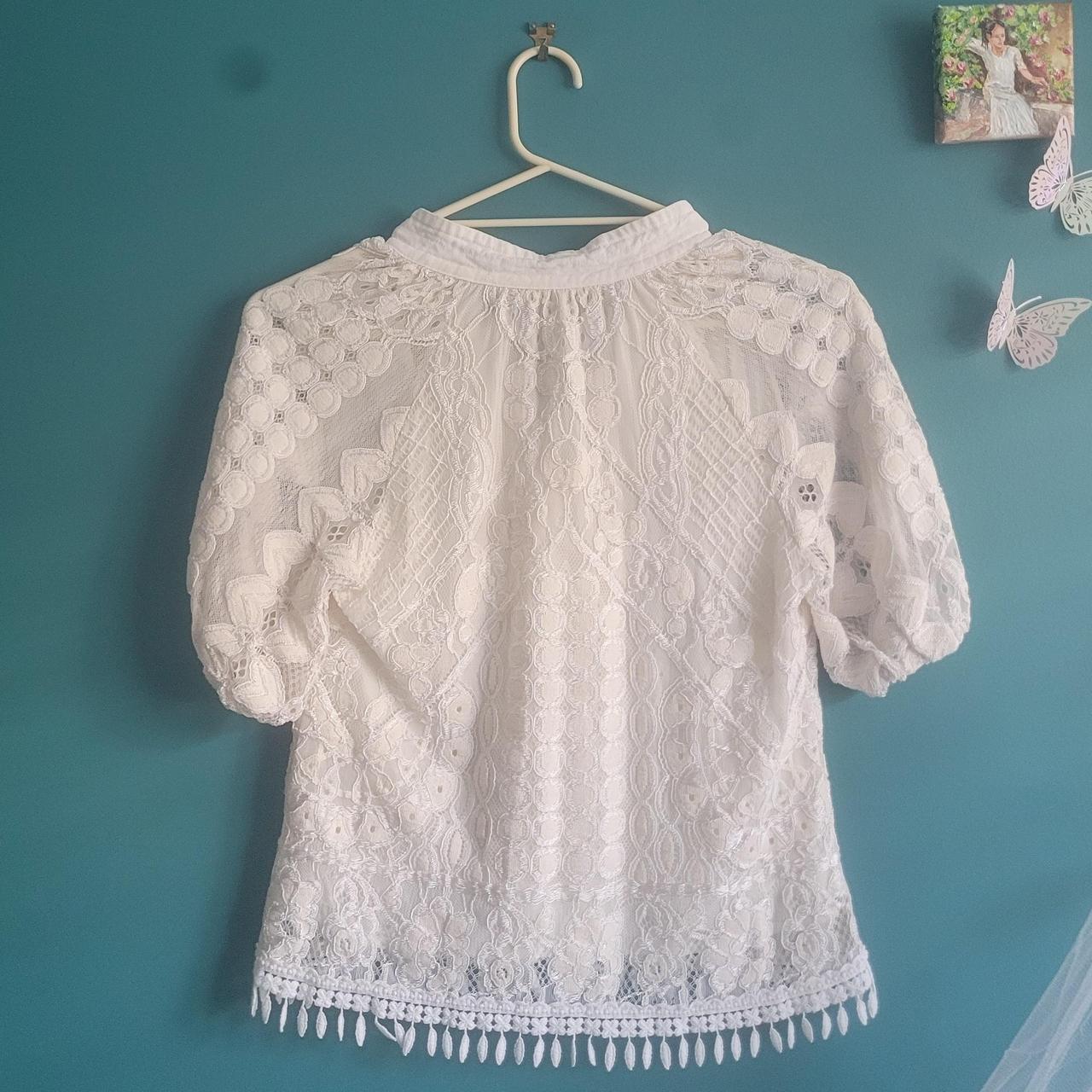 Prettiest G.D.S white lace top Amazing quality Worn... - Depop