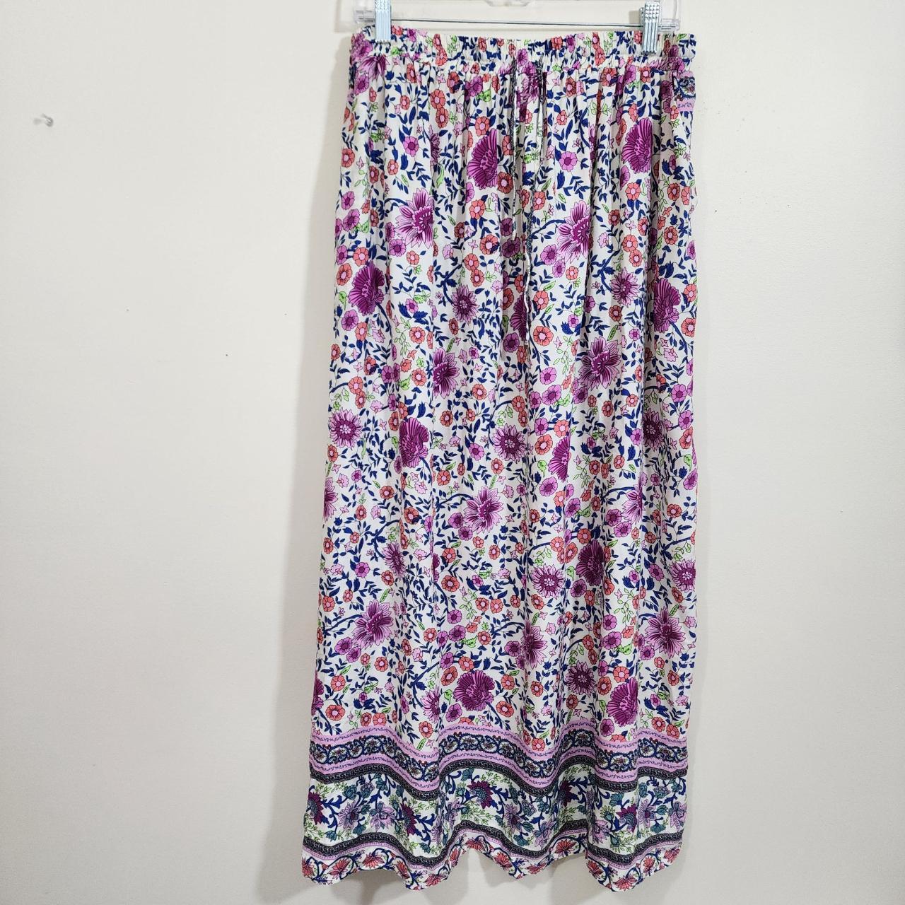 Boho Floral Print Maxi Skirt
