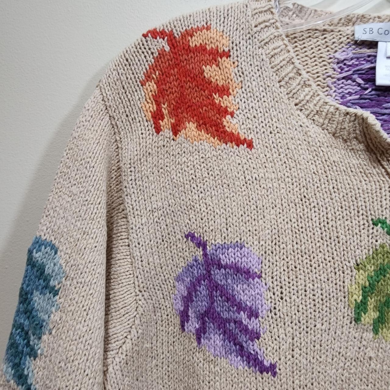 Vintage 1998 colorful leaf pattern hand knit sweater...