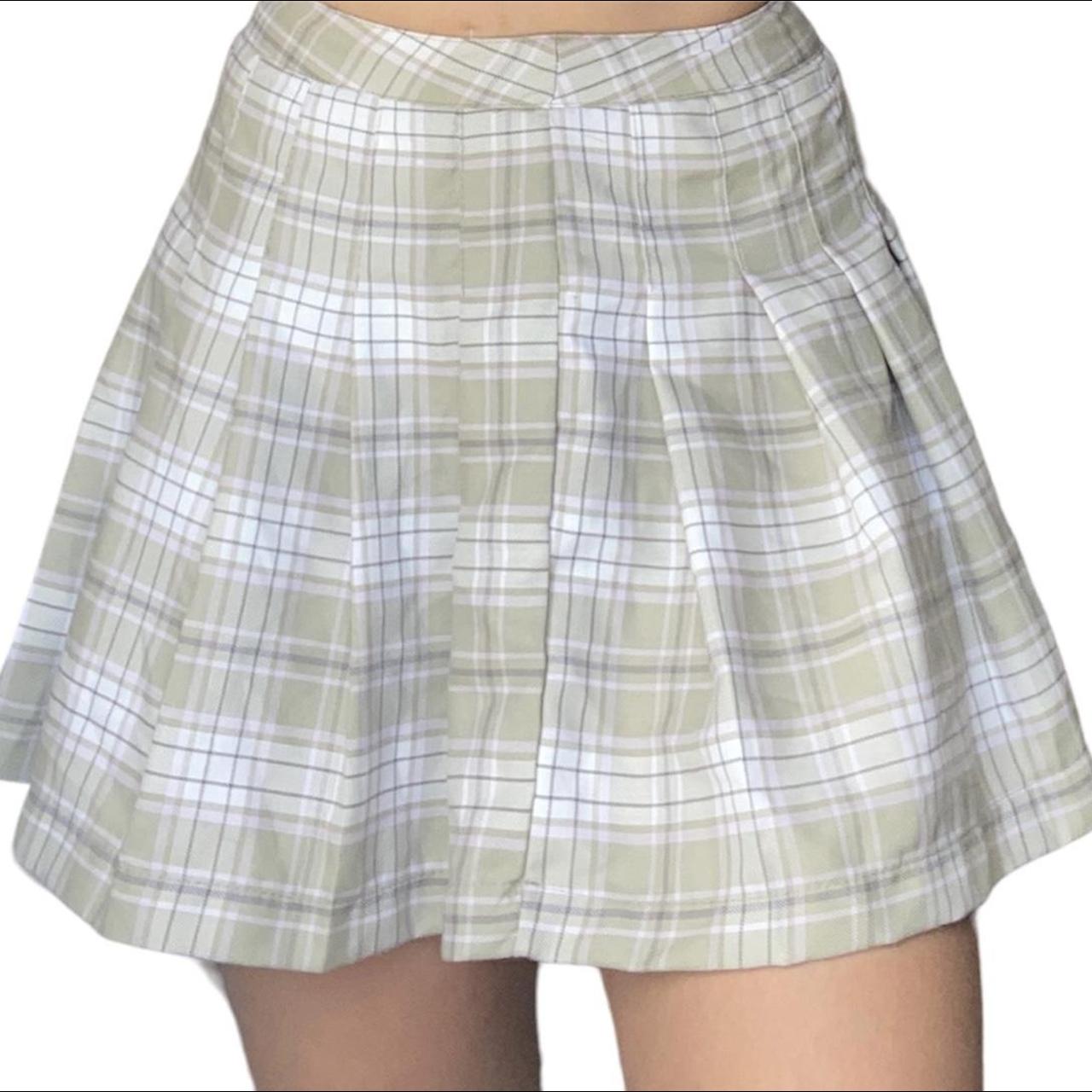 Light Green Plaid Mini Skirt