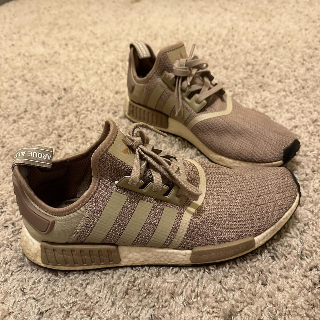 Tan adidas Boost NMD R1 shoes soft stretchy knit. Depop