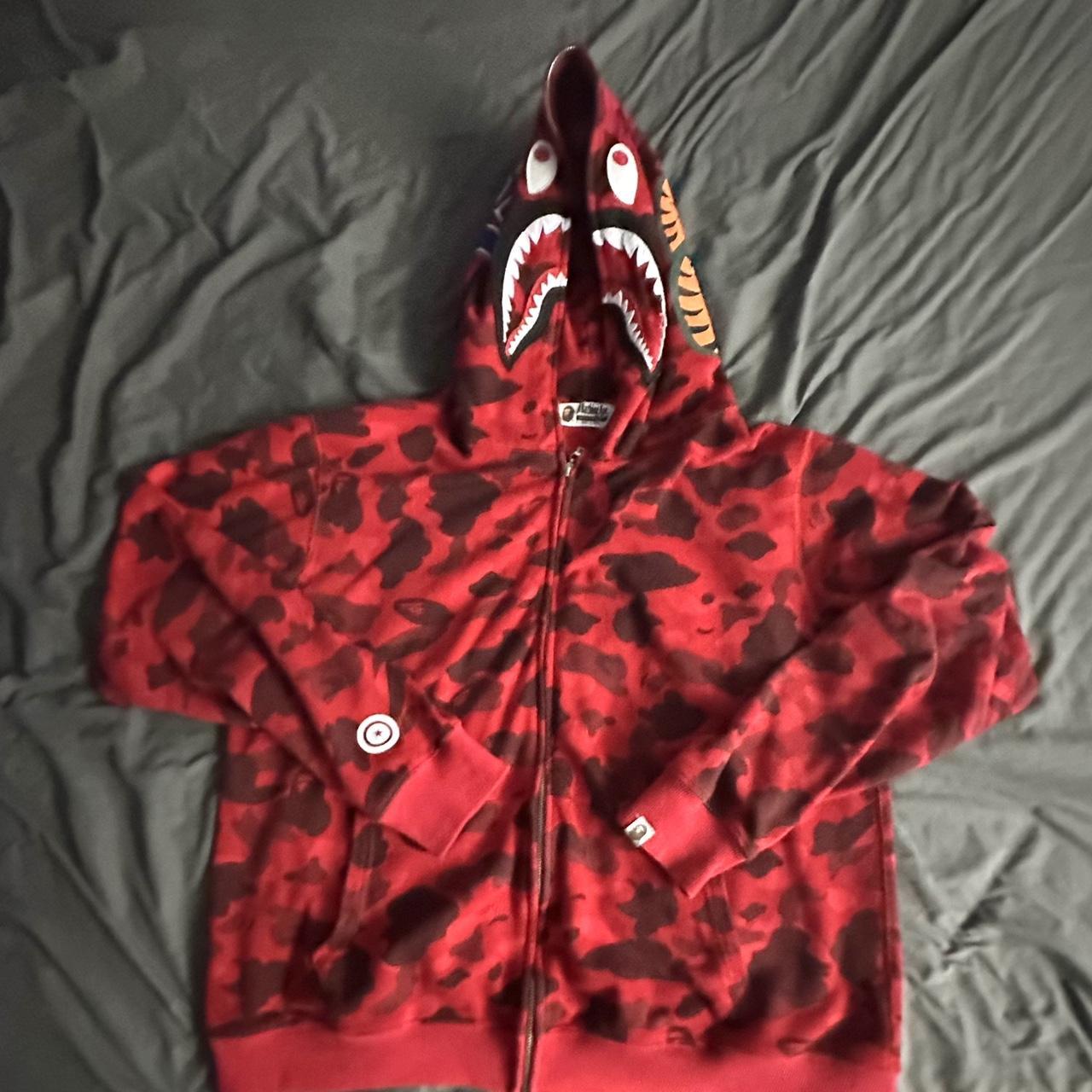 BAPE Color Camo Shark Full Zip Hoodie 'Red' XXL fits... - Depop